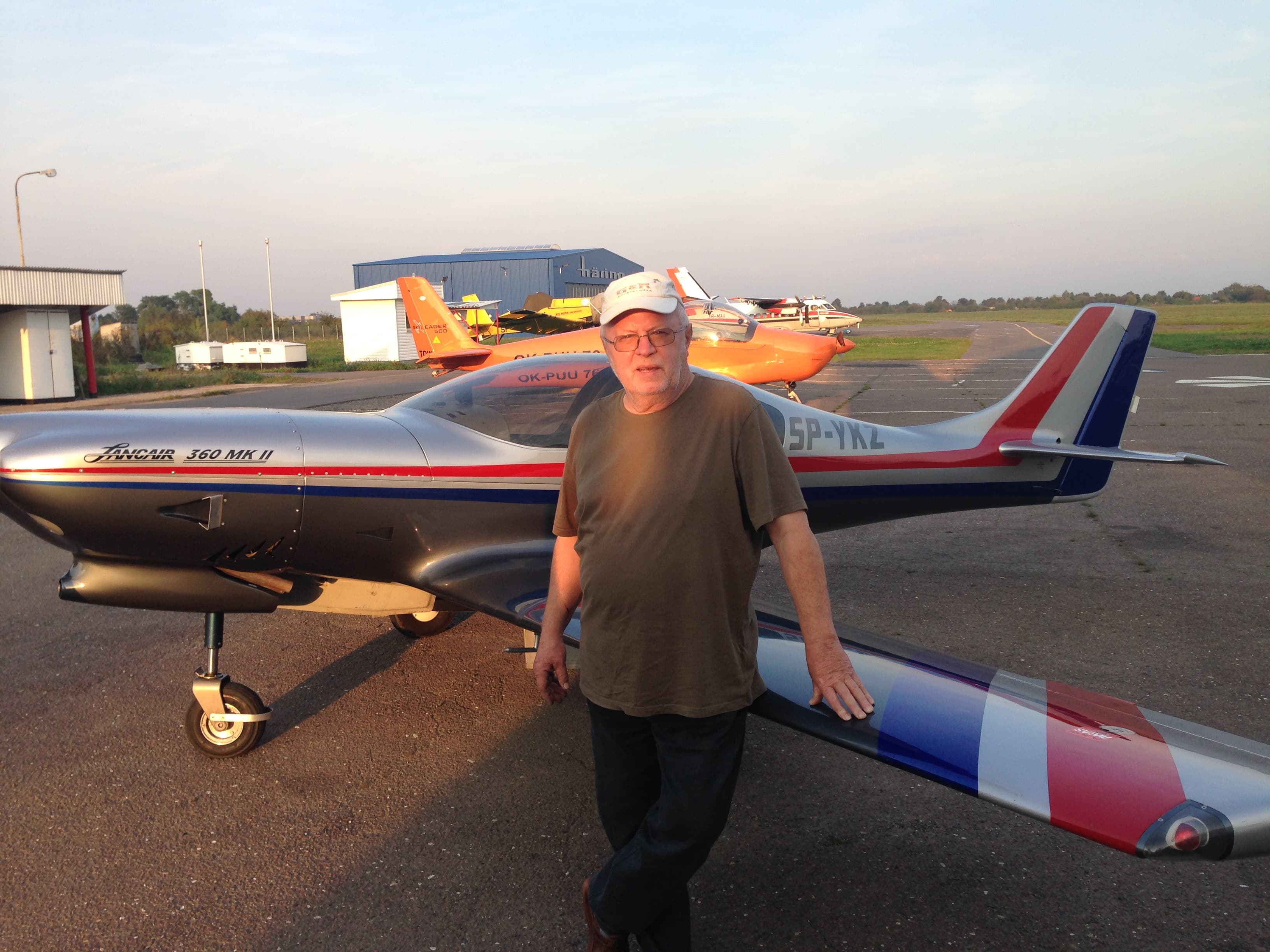 Piotrków Trybunalski, 2013. Zbigniew Kowalski with his Lancair 360 MK II plane, purchased in England.