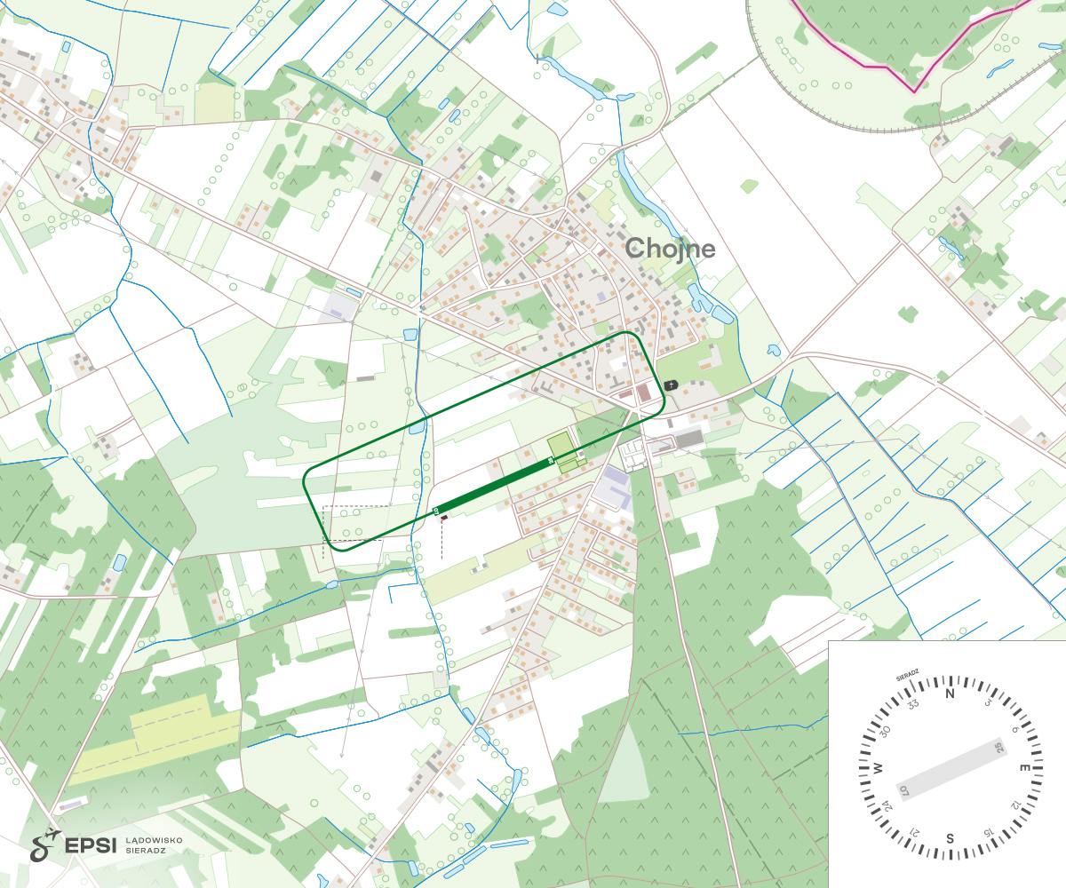 Location of the airfield in Chojne